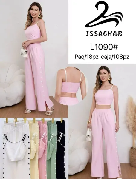 Conjunto de top y pantalón con botones laterales