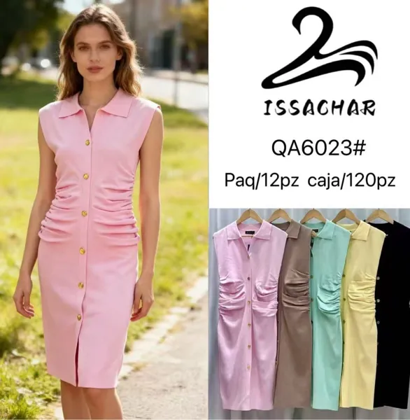 Vestido con botones y laterales fruncidos