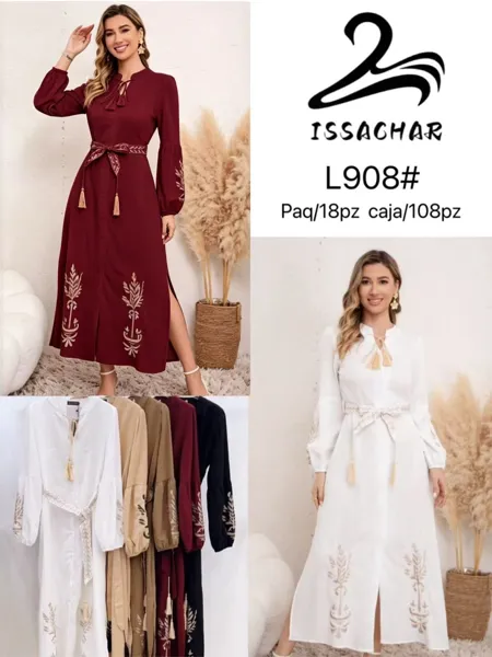 Vestido con bordado y lazo