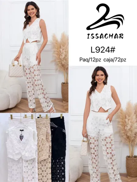 Conjunto de chaleco y pantalón de encaje