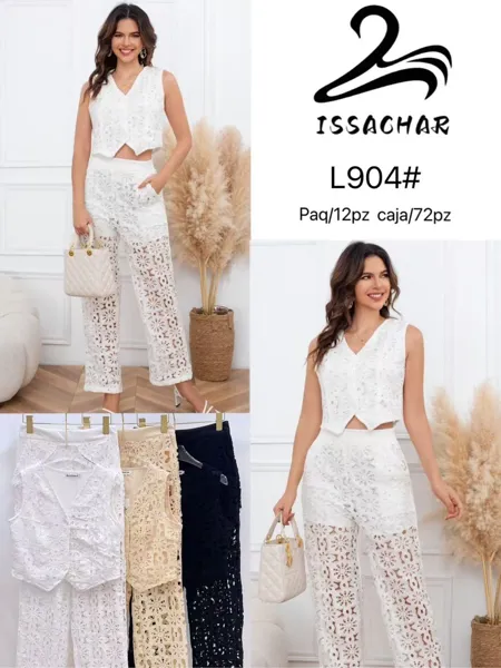 Conjunto de encaje de chaleco y pantalón