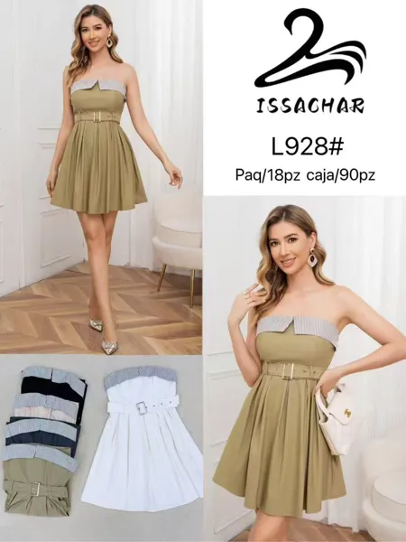 Vestido strapless con cinturón
