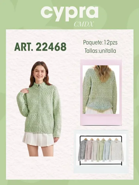 Suéter cardigan con cierre