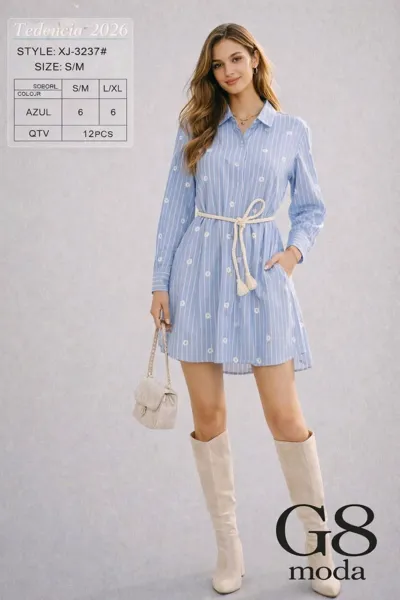 Vestido camisero de rayas
