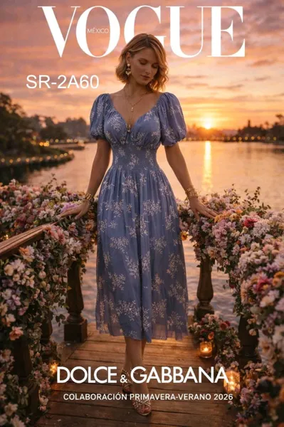 Vestido floral con mangas abullonadas