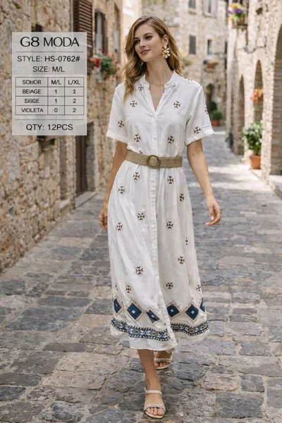 Vestido camisero con bordados