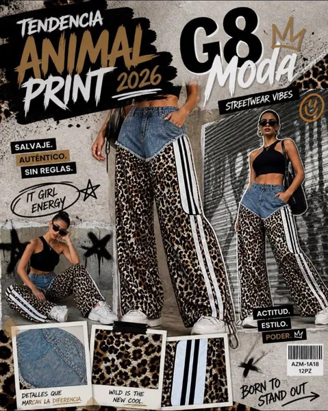Pantalón de mezclilla con estampado animal