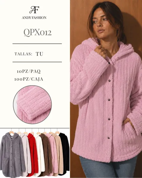 Sudadera de peluche con botones y capucha