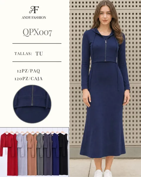 Vestido con capucha y cierre