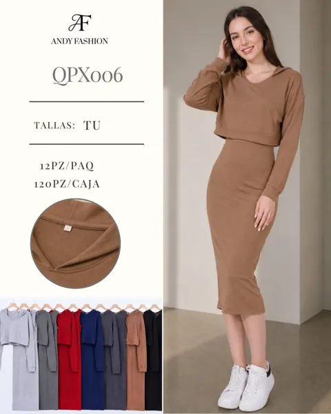 Conjunto de sudadera con capucha y falda