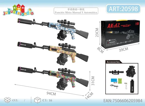Pistola de agua eléctrica AK-47 (disparo automático y manual)