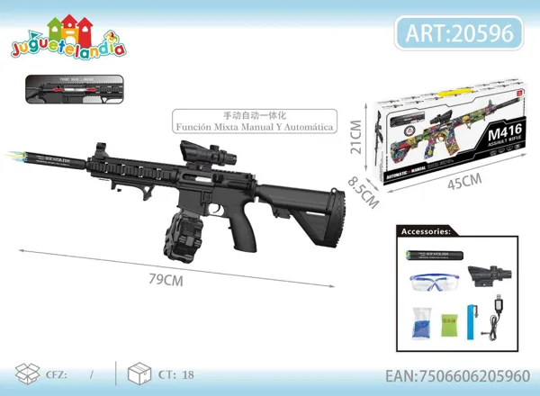 Pistola de agua eléctrica M416 78cm (automático y manual)