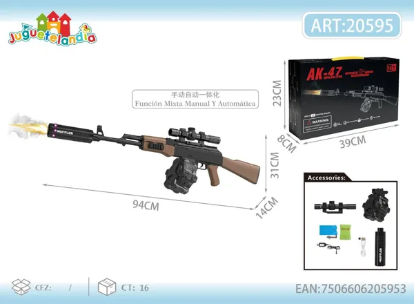 Pistola de agua eléctrica AK-47 (disparo automático y manual)