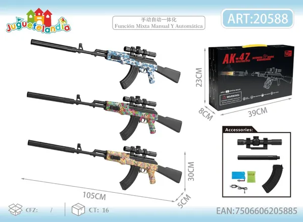 Pistola de agua eléctrica AK-47 (disparo automático y manual)