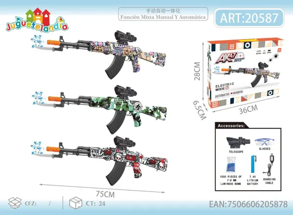 Pistola de agua eléctrica AK-47 75cm (automático y manual)