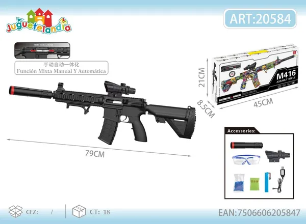 Pistola de agua eléctrica M416 78cm (automático y manual)