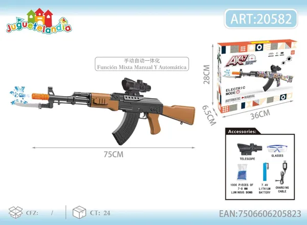 Pistola de agua eléctrica AK-47 75cm (automático y manual)