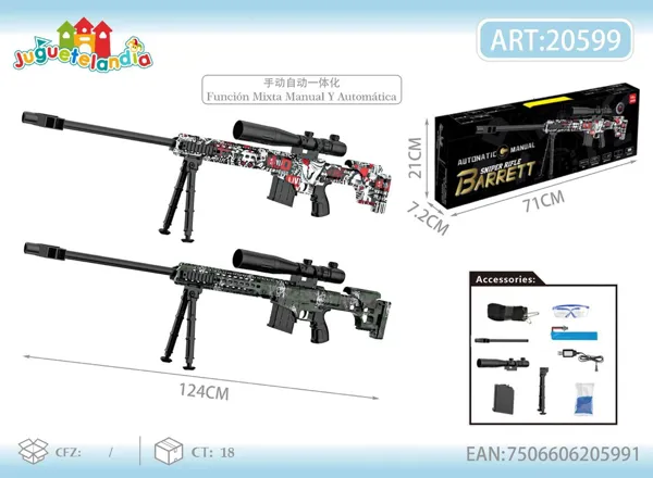 Pistola de agua eléctrica Barrett 124cm (disparo automático)