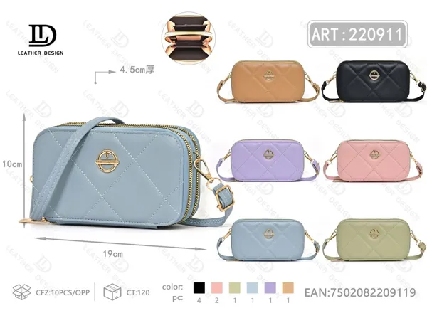 Bolso para celular acolchado con doble cierre y correa al hombro