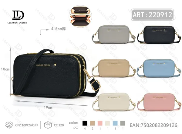 Bolso para celular de piel sintética con doble cierre y bandolera