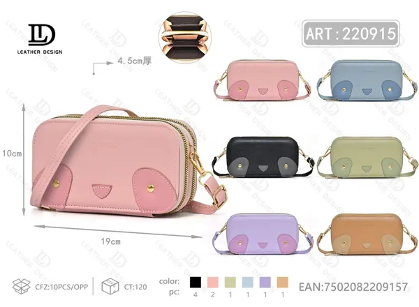 Bolso para celular con diseño de carita y doble cierre para dama