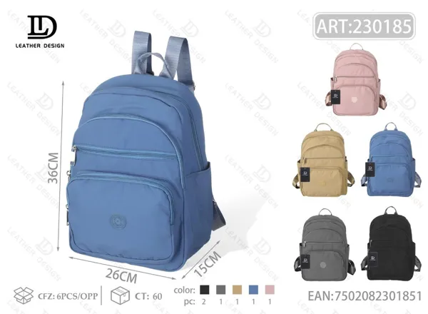 Mochila de tela impermeable para dama con varios bolsillos