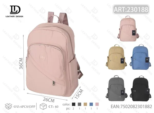 Mochila de tela impermeable para dama con cierre diagonal