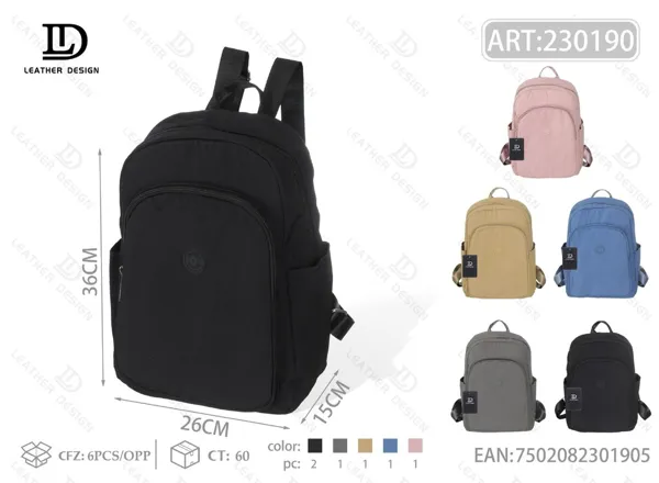 Mochila de tela impermeable para dama con múltiples compartimentos