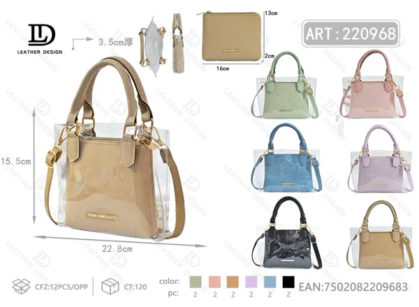 Bolso transparente de mano con estampado de serpiente tipo gelatina (2 piezas)