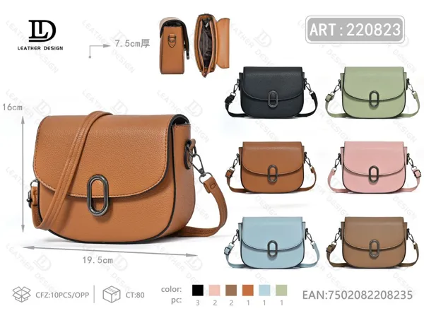 Bolso tipo bandolera con solapa y borde redondo para dama