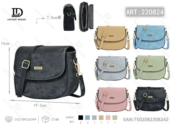 Bolso tipo bandolera con solapa y borde redondo para dama