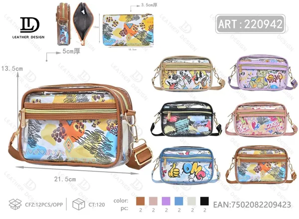 Bolso transparente tipo bandolera con bolsa interior (2 piezas)