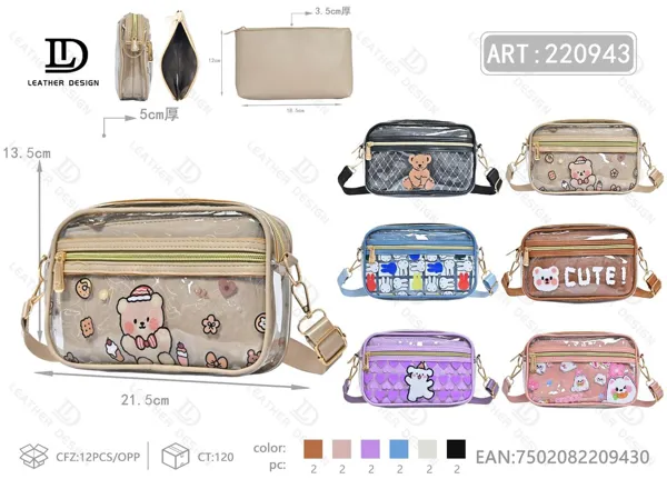 Bolso transparente tipo bandolera con bolsa interior (2 piezas)