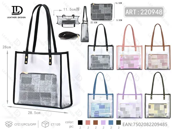 Bolso transparente de hombro con bolsa interior (2 piezas)