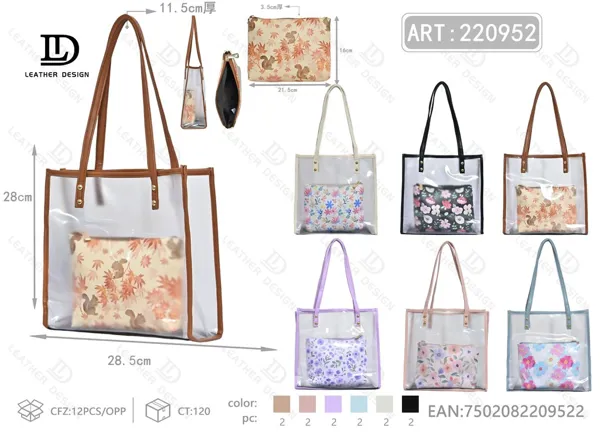 Bolso transparente de hombro con bolsa interior (2 piezas)