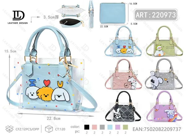 Bolso transparente de mano con estampado y bolsa interior (2 piezas)