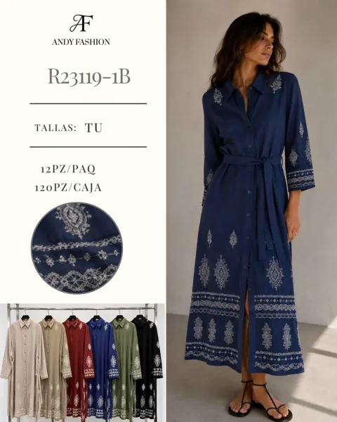 Vestido camisero con bordado
