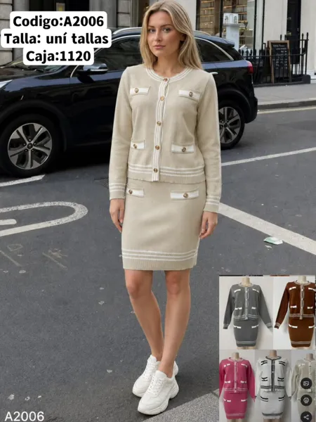 Conjunto de cárdigan y falda