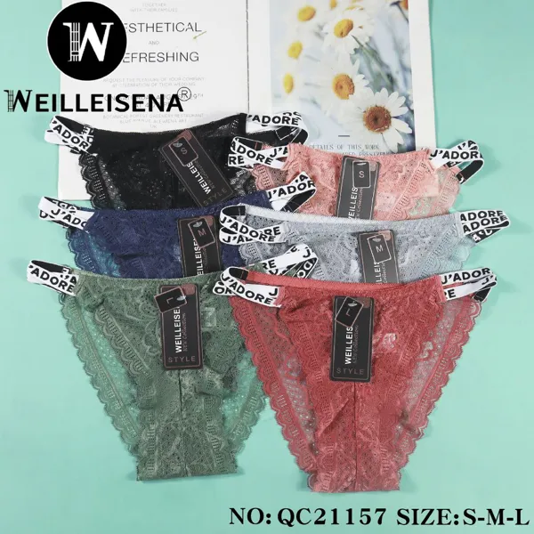 Pantaleta bikini de encaje para mujer, paquete multicolor