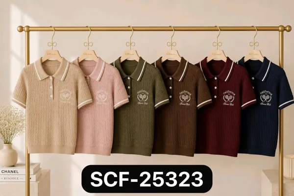 Playera tipo polo de tejido de punto