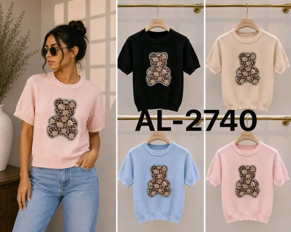 Suéter de punto con estampado de oso