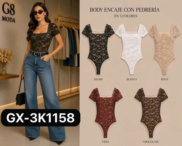 Body encaje con pedrería