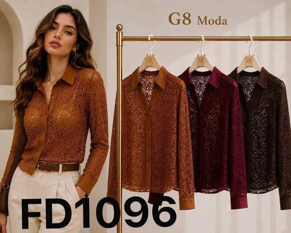 Blusa de encaje con cuello