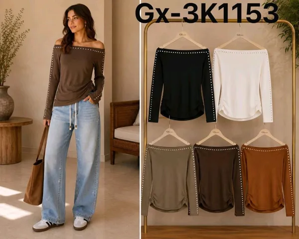 Blusa hombros descubiertos con estoperoles