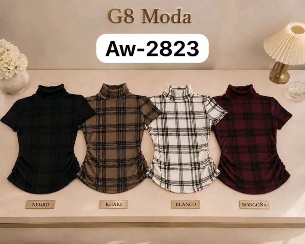 Blusa cuello alto manga corta
