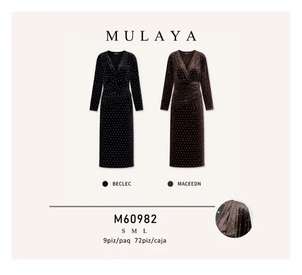Vestido midi de terciopelo con brillantes