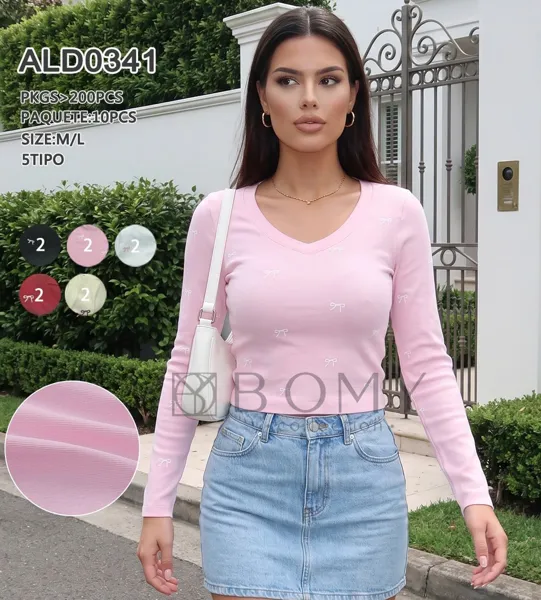 Blusa de manga larga con estampado de lazos
