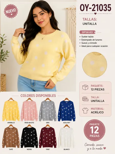 Suéter tejido estampado de lunares