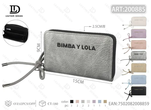Cartera para dama de piel texturizada con un cierre, tamaño mediano