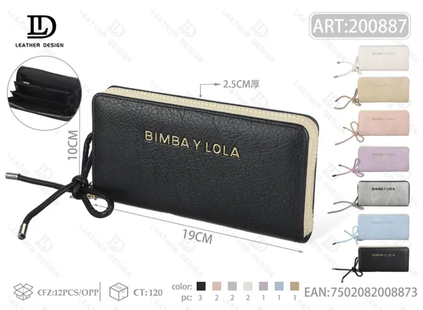 Cartera para dama de piel texturizada con un cierre, tamaño grande
